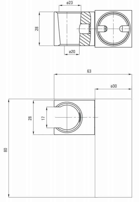 Точечный держатель ручного душа квадратный, черный Deante Square, ANS_N21U