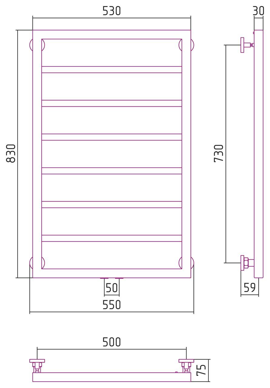 Водяной полотенцесушитель Сунержа Канцлер 800x500