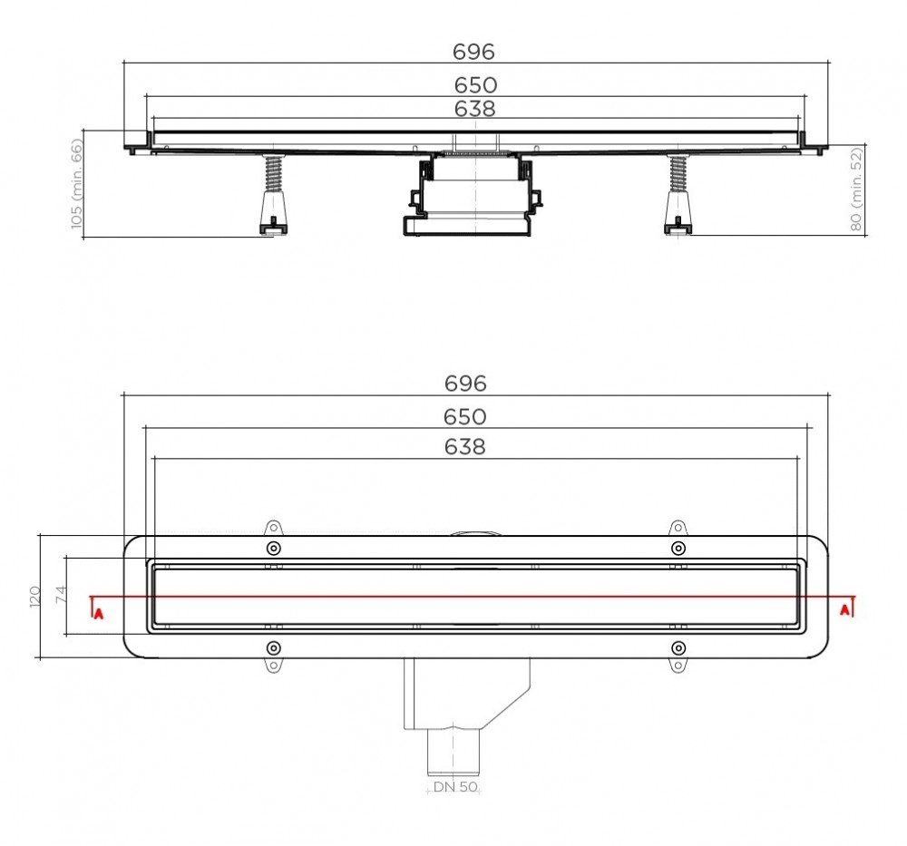 Душевой лоток Pestan Betto Line 650