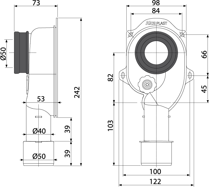 Сифон для писсуара вертикальный Alcaplast, A45C
