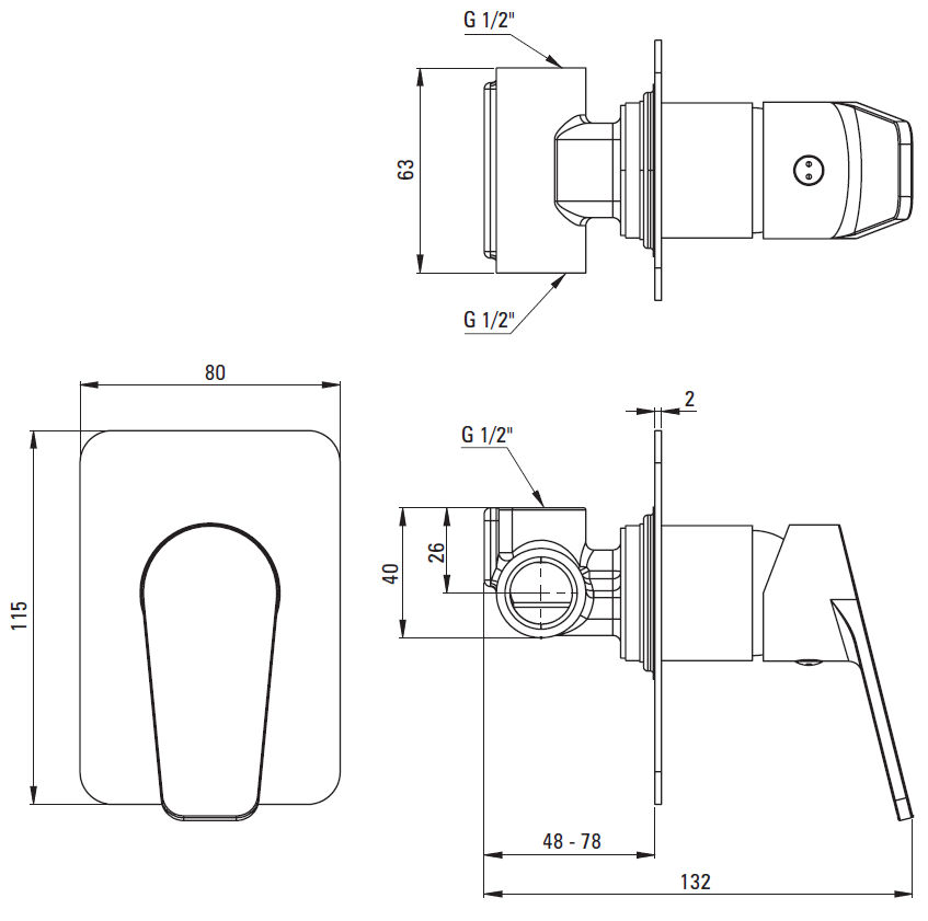 Смеситель скрытого монтажа 1-функция Deante Jasmin, BGJ_044L