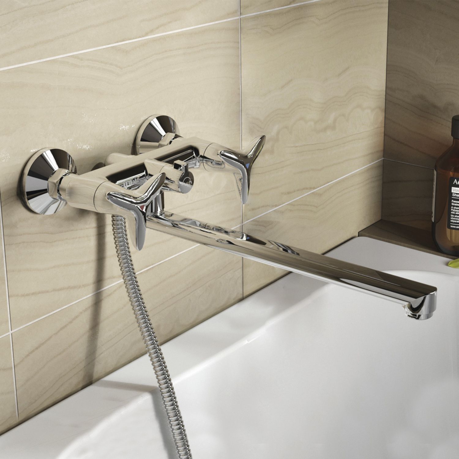 Смеситель для ванны с длинным изливом с керамическим дивертором, Iddis Copter, COPSBL2i10WA