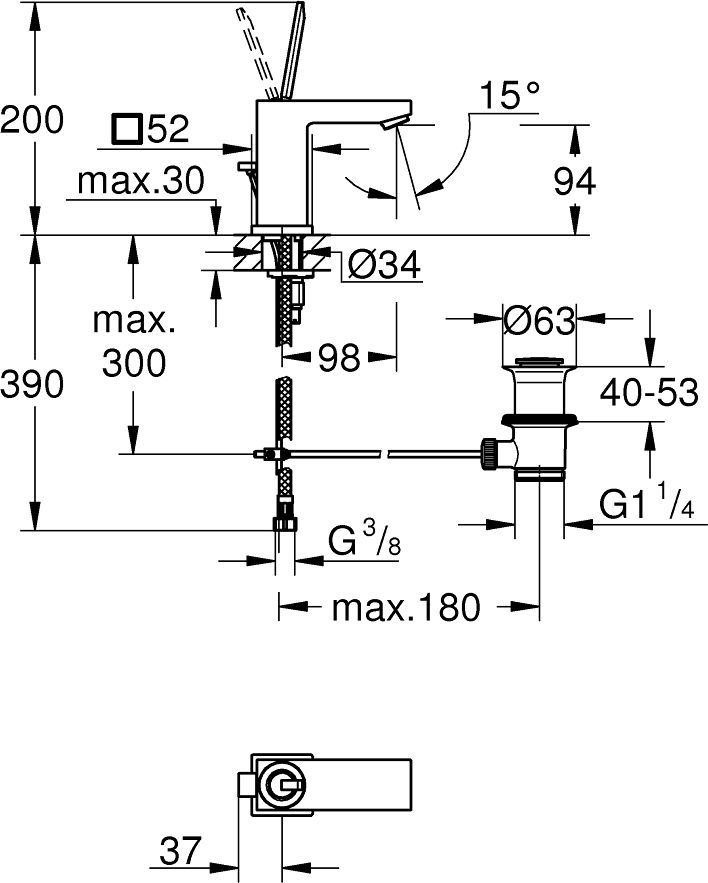 Смеситель для раковины Grohe Eurocube Joy, 23654000
