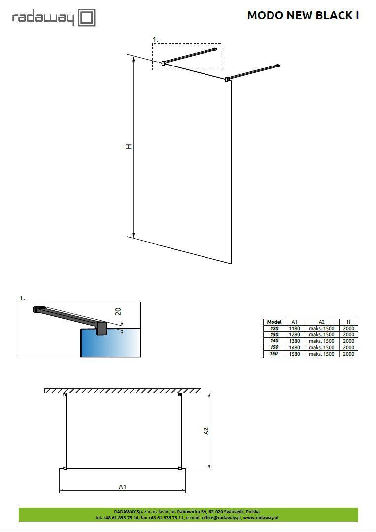 Перегородка Radaway Modo New Black I