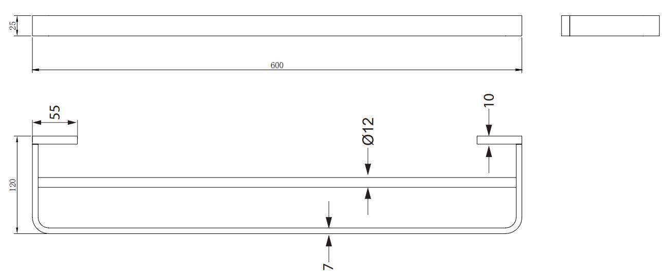 Вешалка для полотенца двойная 60 см Omnires Reno, RN42226CR