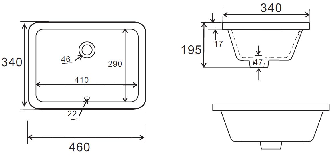 Врезной умывальник Uptrend Tremo 46x34, TR4070