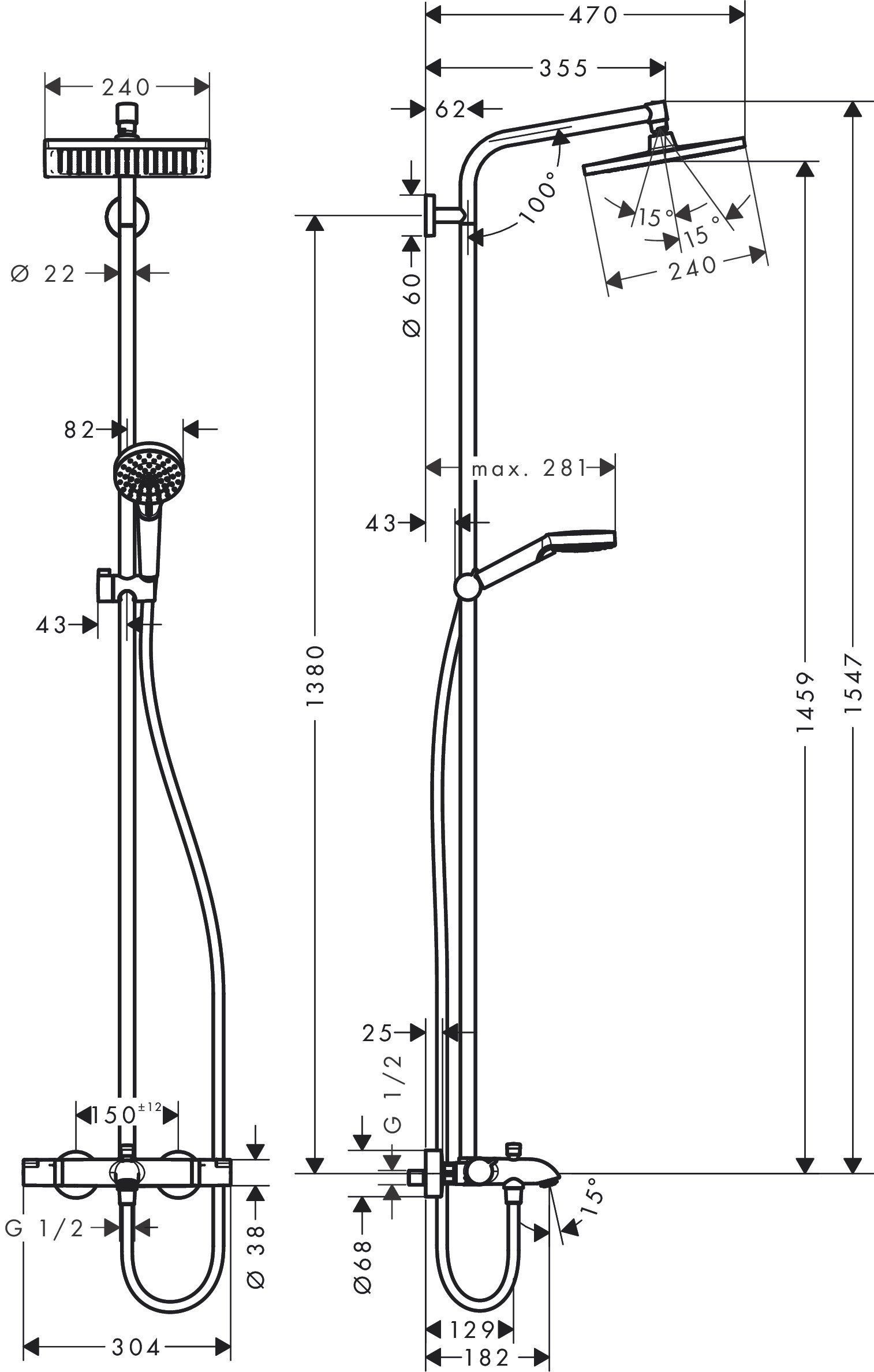 Душевая система Hansgrohe Crometta E 240, 27298000