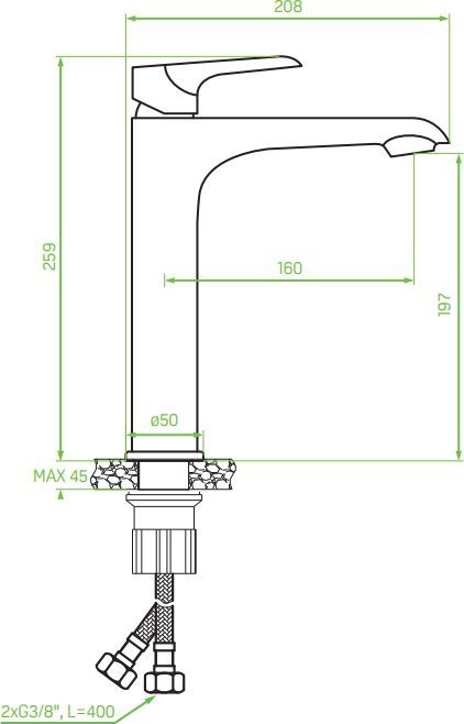 Смеситель для раковины Laveo Alea хром, BLE_02ND