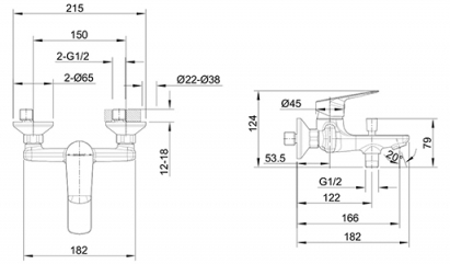 Смеситель для ванны Bravat Rhein F6429564BW-01