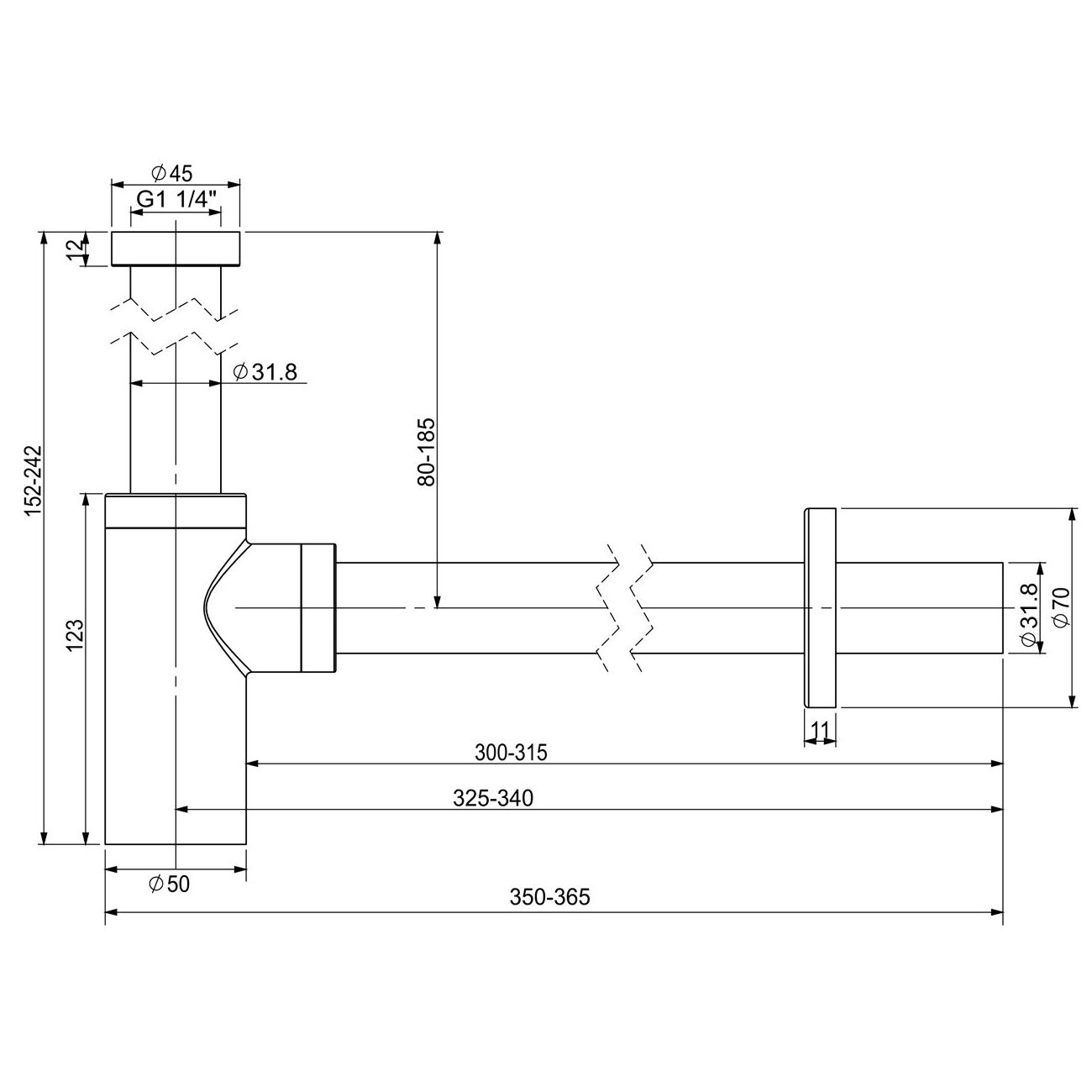 Сифон для раковины Wellsee Drainage System, 182105000