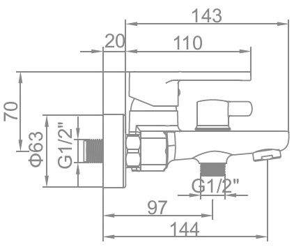 Смеситель для ванны Ledeme L3266