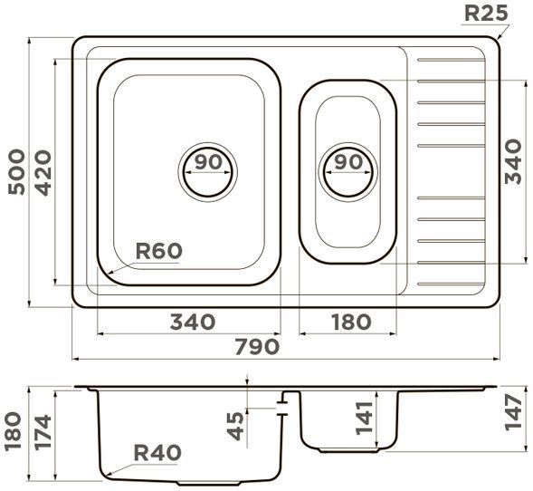 Мойка Omoikiri Sagami 79-2-IN, 4993733