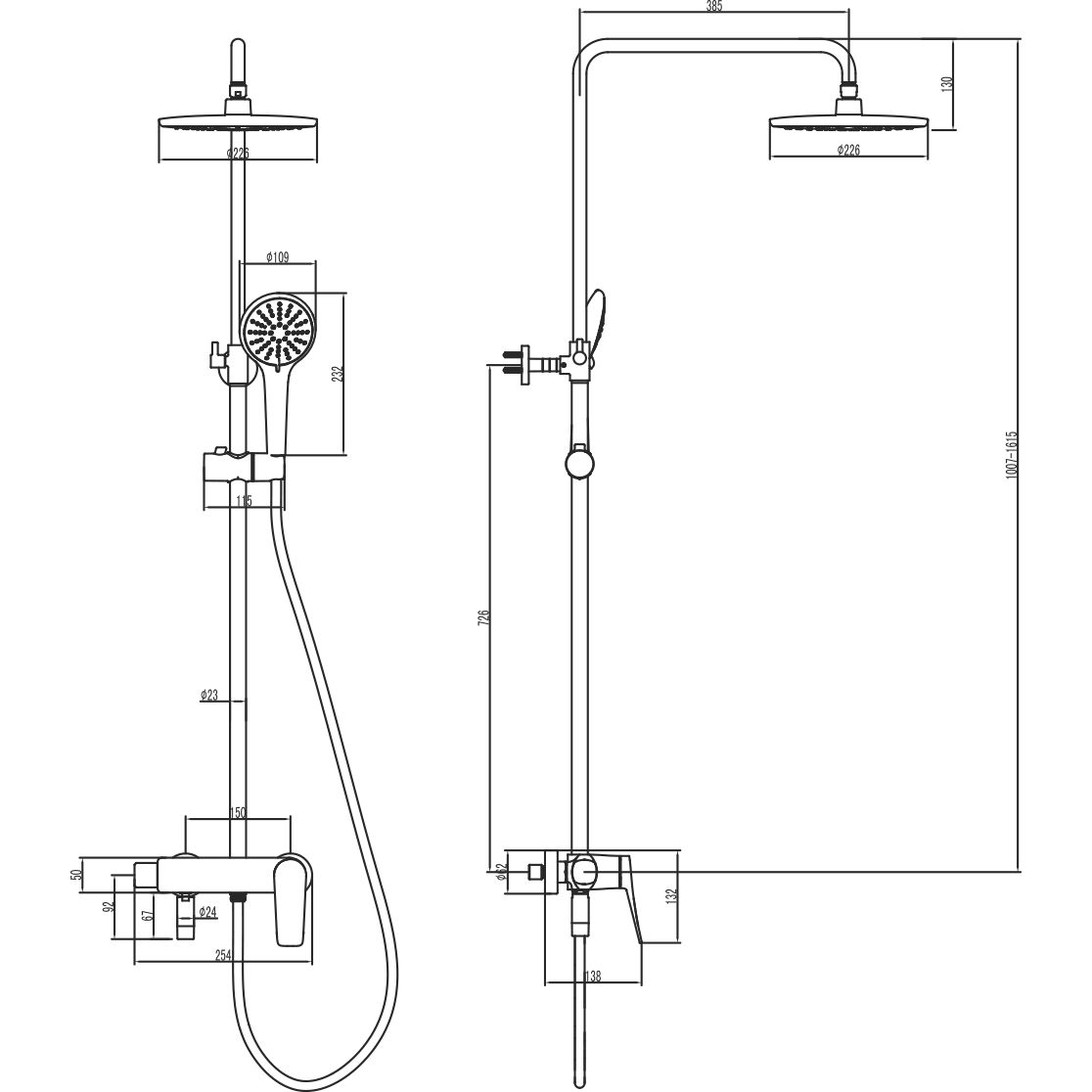 Смеситель для ванны с верхней душевой лейкой 3 функции Lemark Bronx, LM3762BL