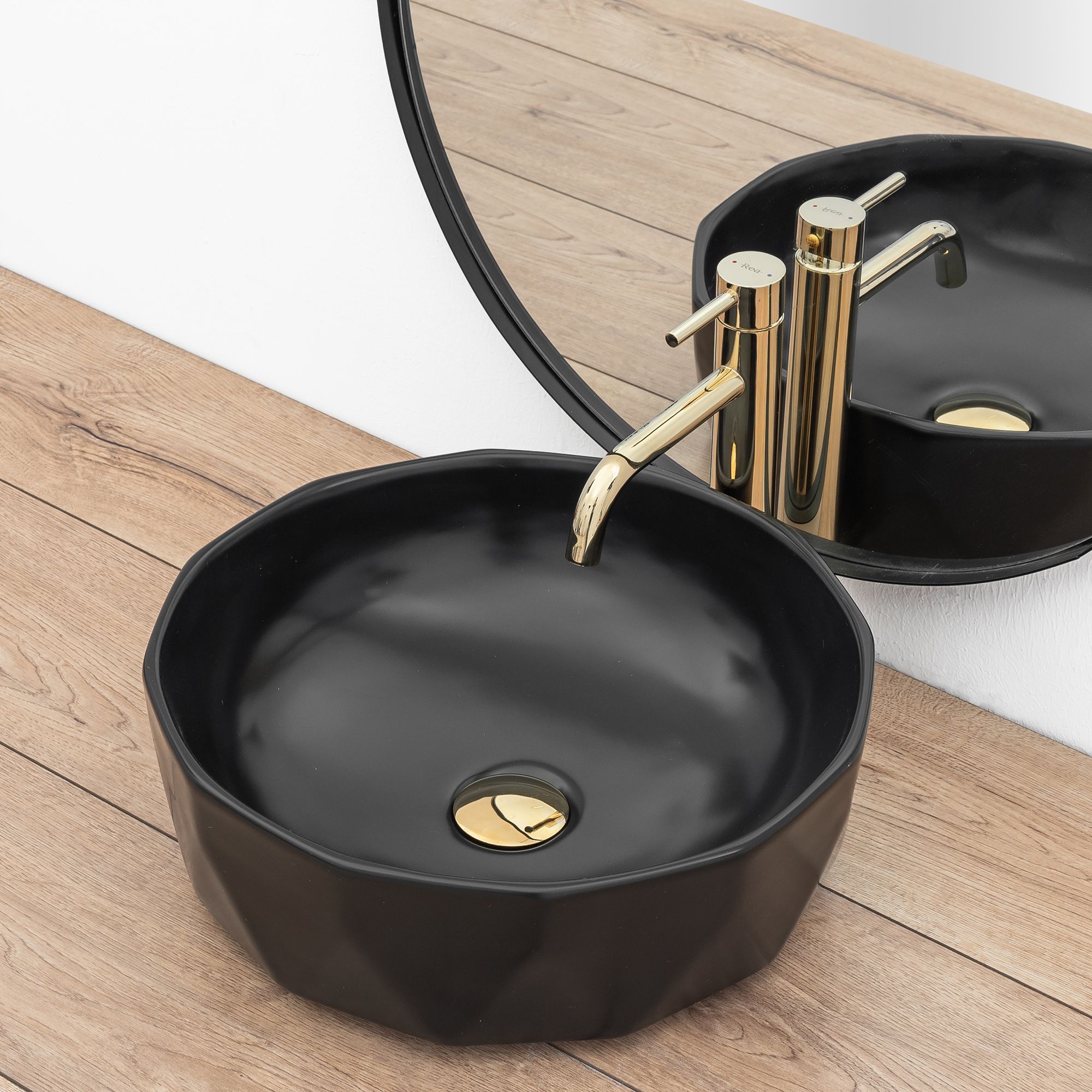 Умывальник Rea Vista Black Matt 41x41, REA-U4602