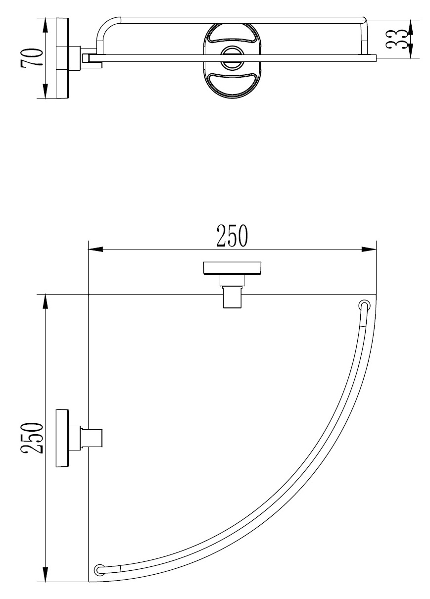 Полка угловая одинарная стекло Ledeme L1921-1