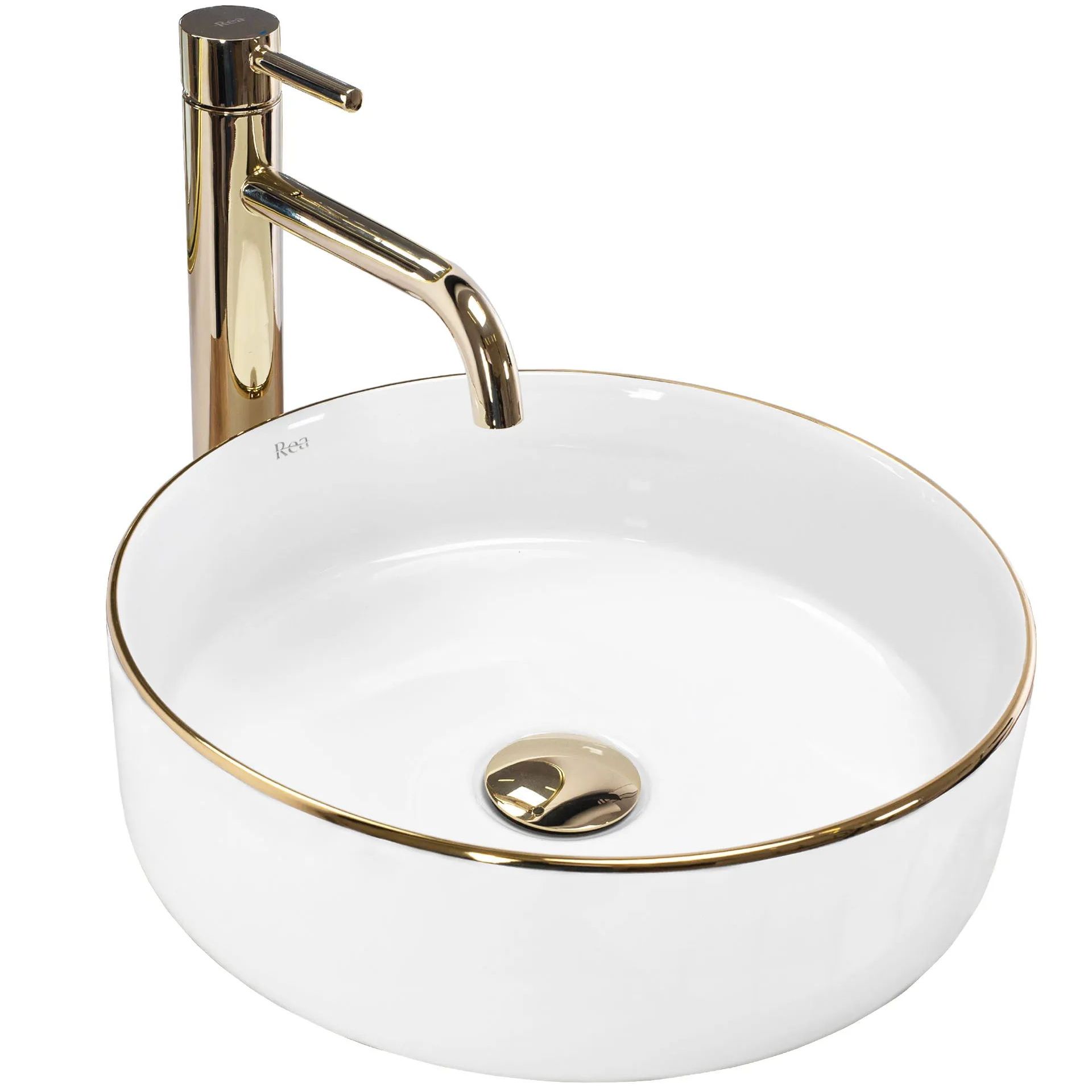 Умывальник Rea Sami White Gold Edge 36x36, REA-U6758