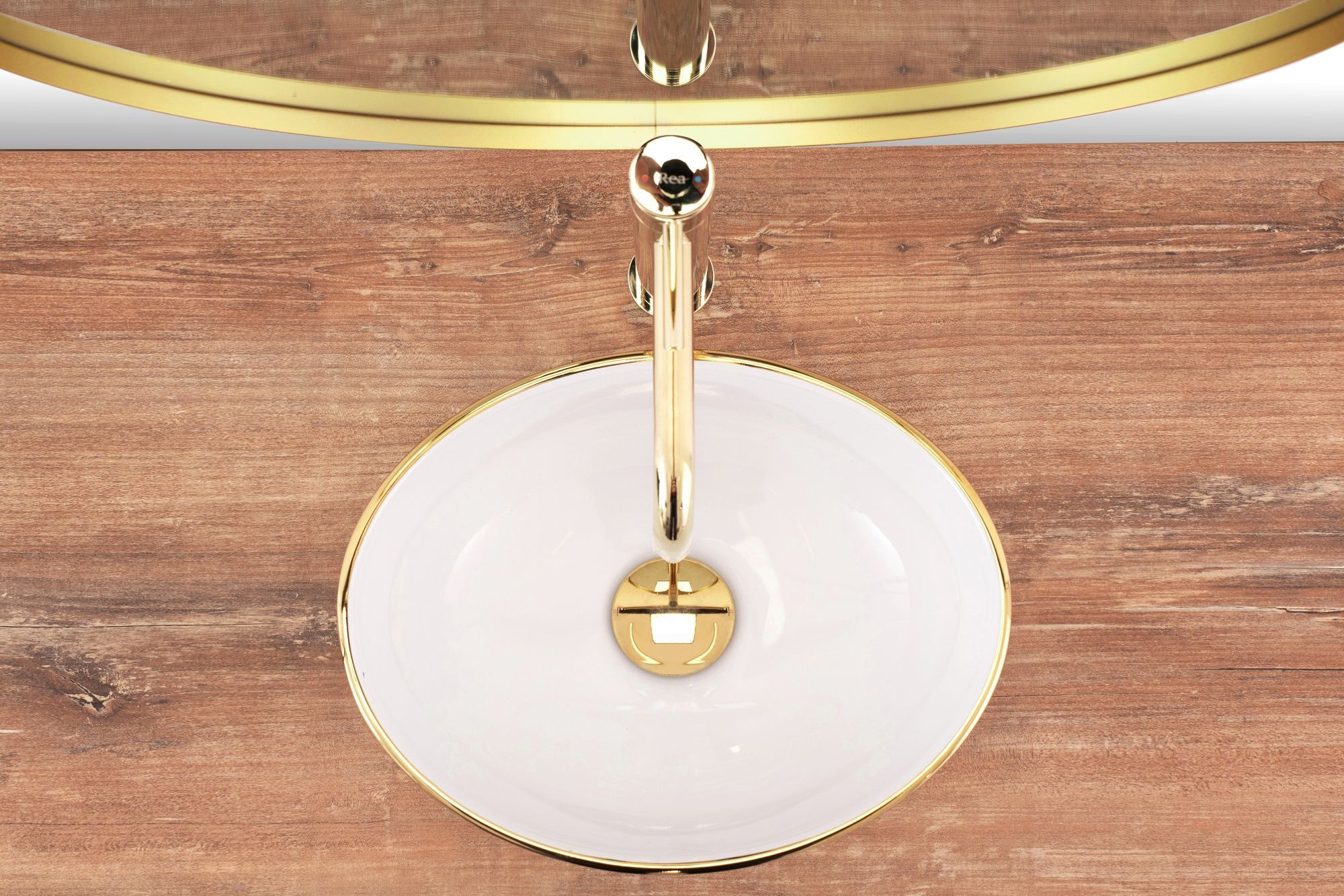 Умывальник Rea Sofia Mini White/Gold 34x27, REA-U6334