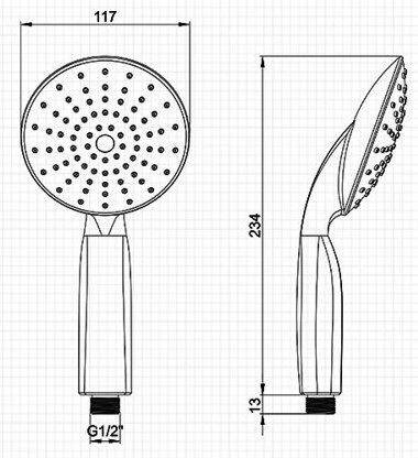 Душевая лейка 1 режим Ledeme M07