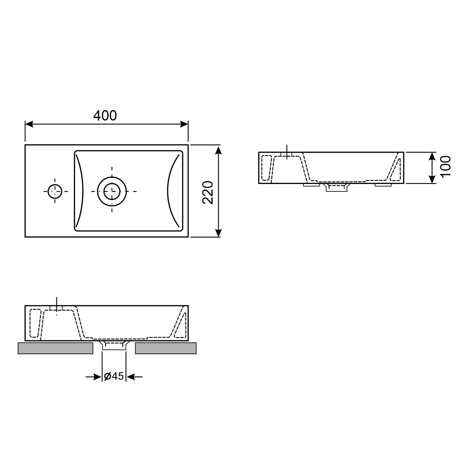 Настенная или накладная раковина Wellsee WC Area 40x22, 151802000