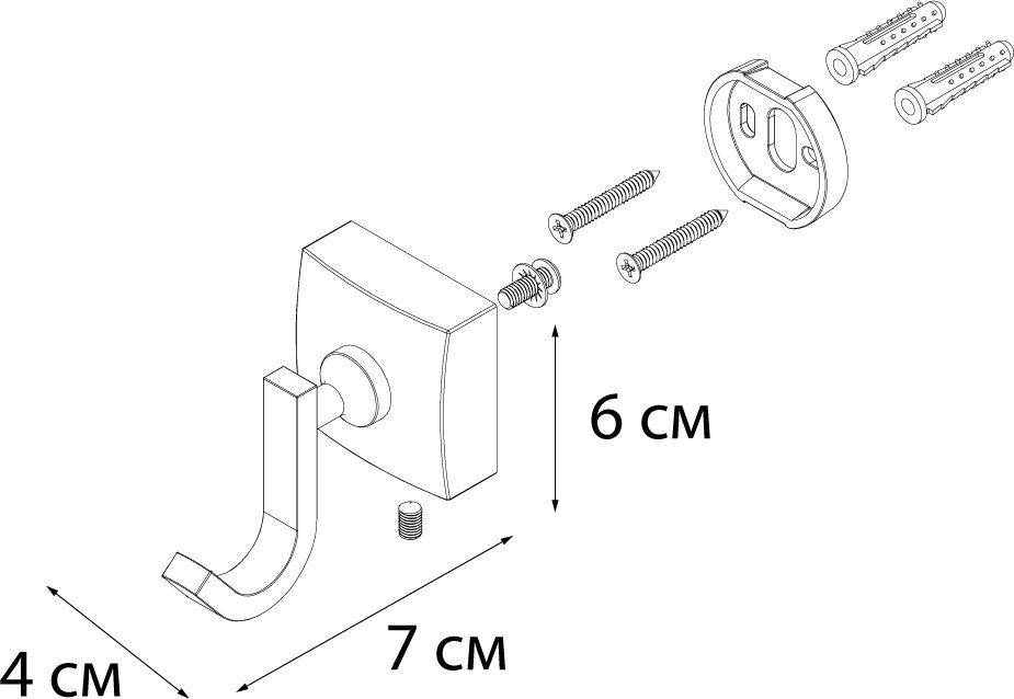 Крючок одинарный Fixsen Kvadro, FX-61305
