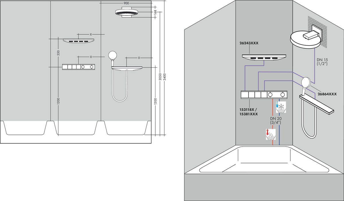 Верхний душ Hansgrohe Rainfinity 250 1 jet EcoSmart, 26227000
