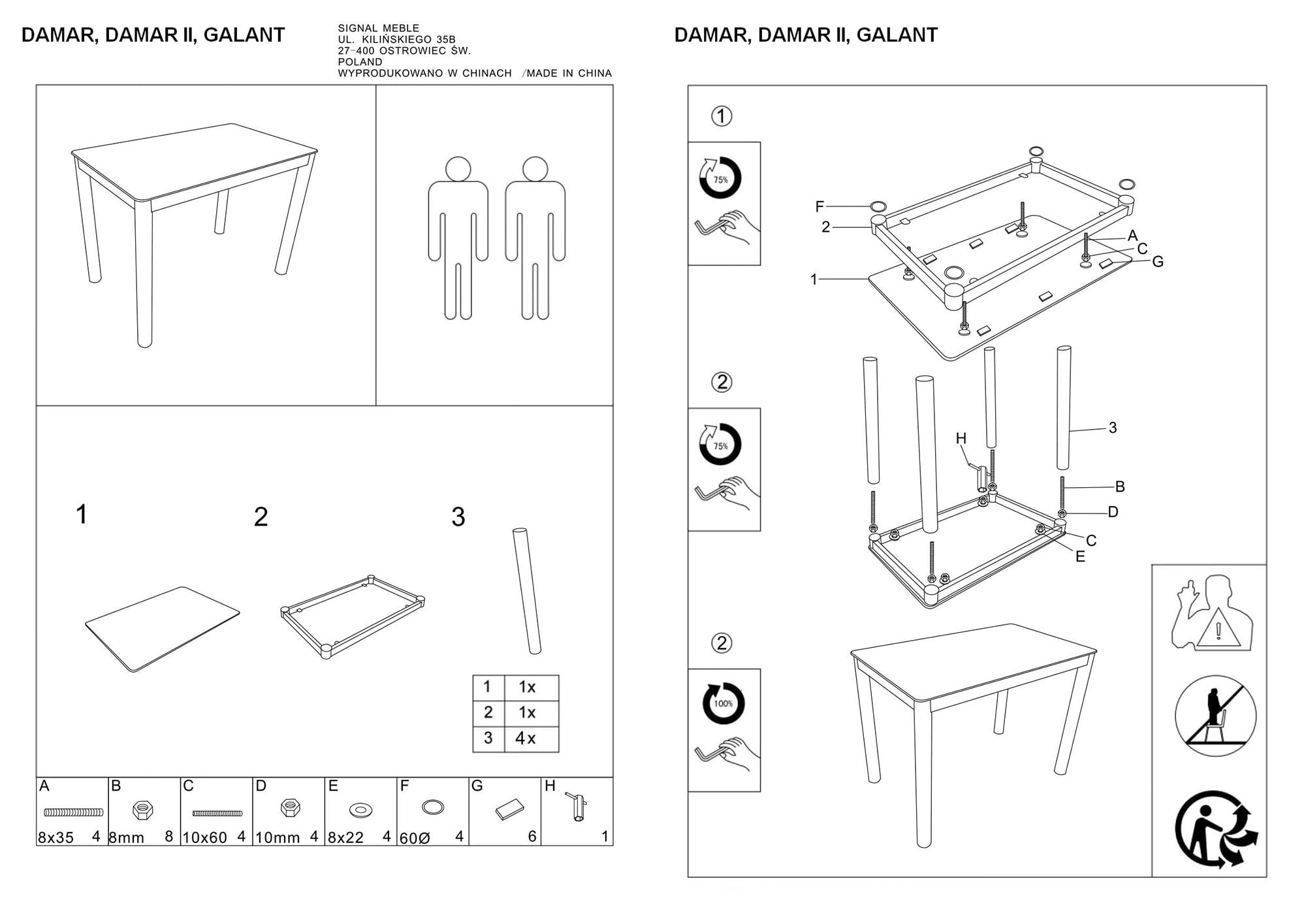 Стол обеденный Signal Damar серый 100, DAMARSZ