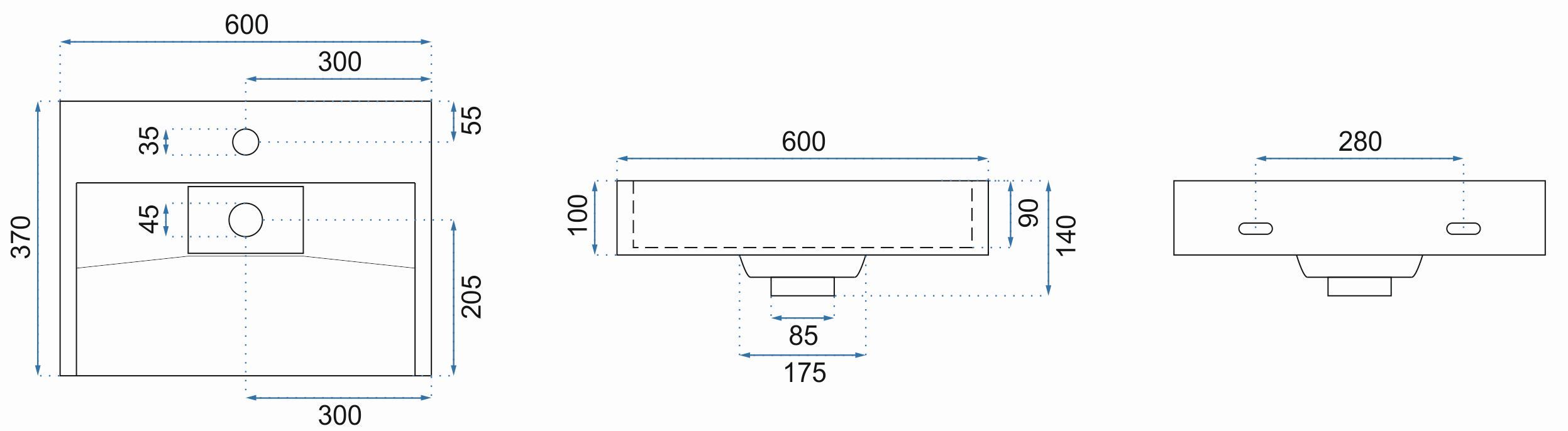 Умывальник Rea Goya 60x37, REA-U8901