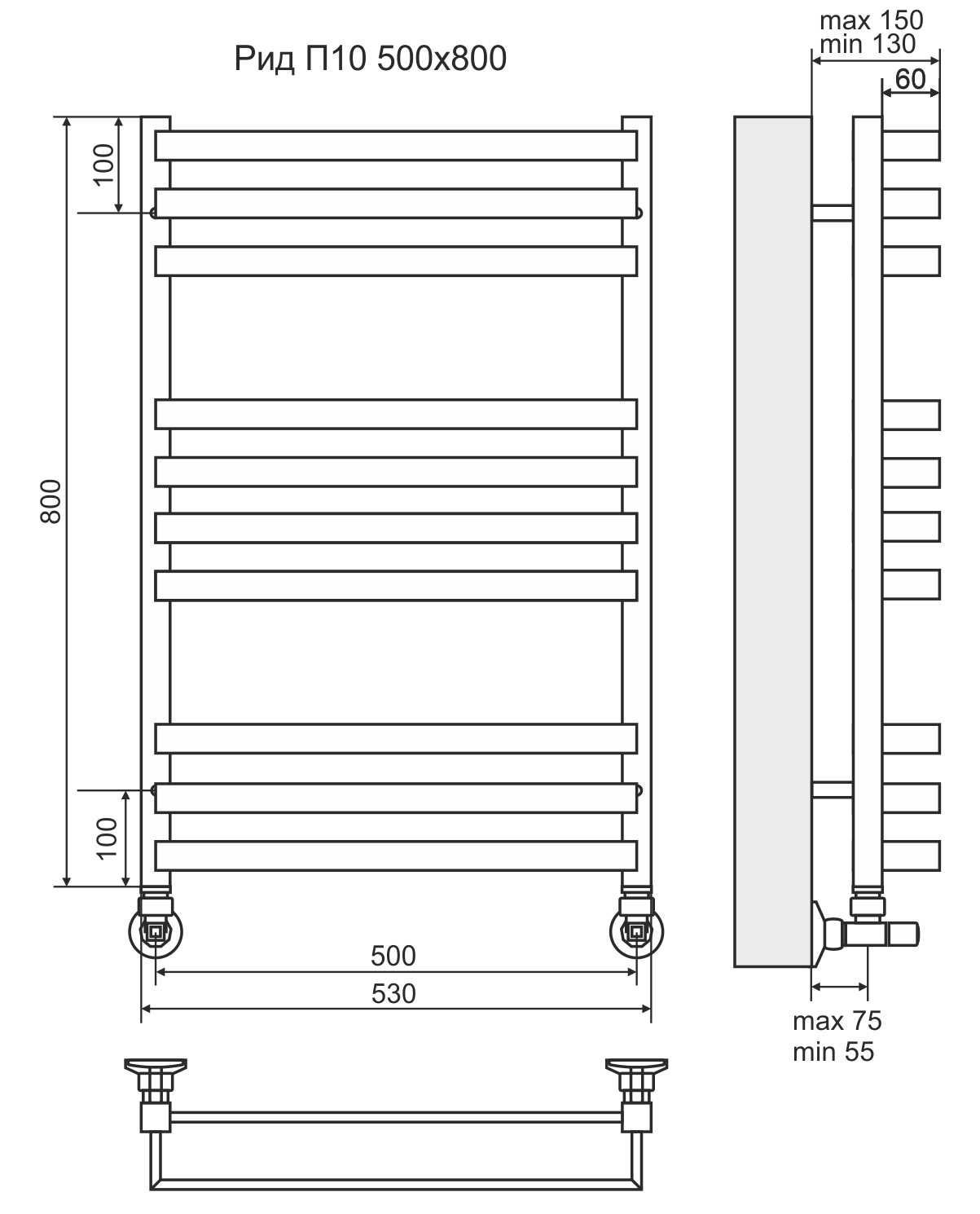 Полотенцесушитель Terminus Рид П10 50x80