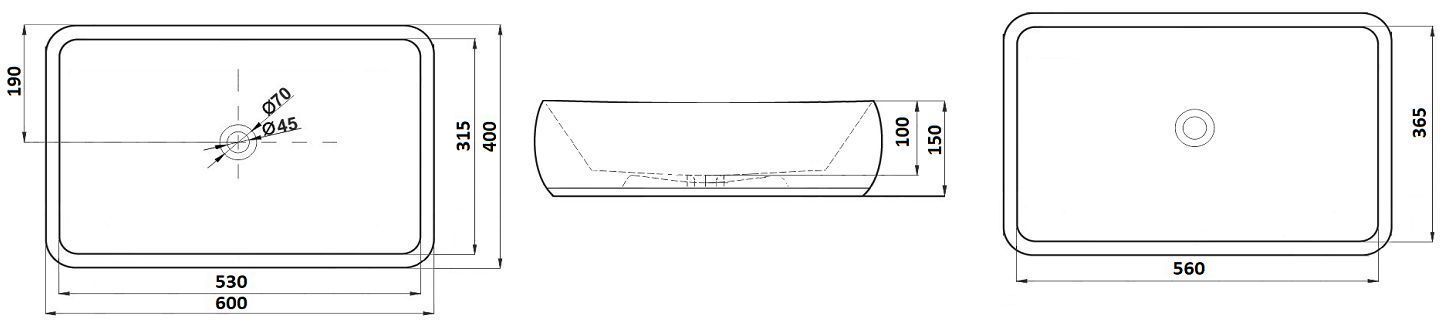 Раковина для ванной Ceramalux 60x40, 9239