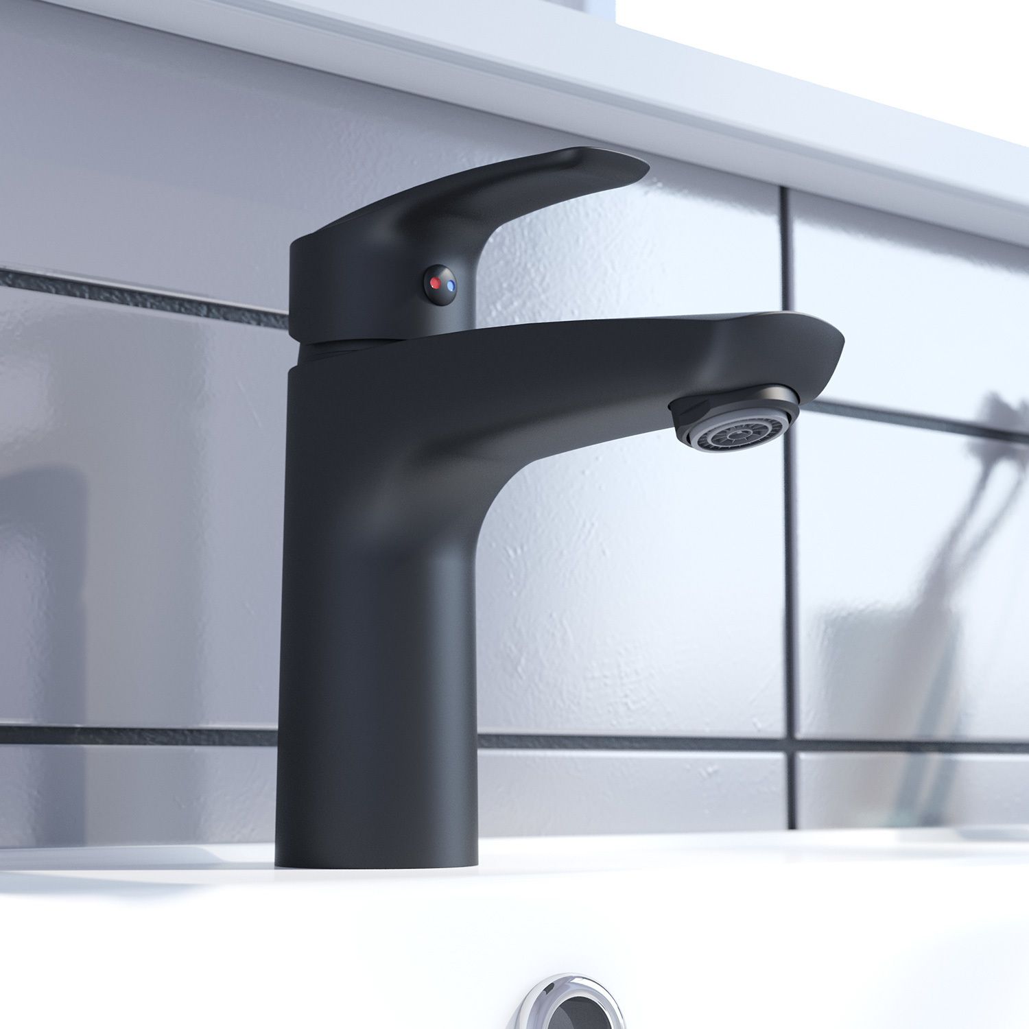 Смеситель для умывальника, черный, Iddis Ray, RAYBL00i01