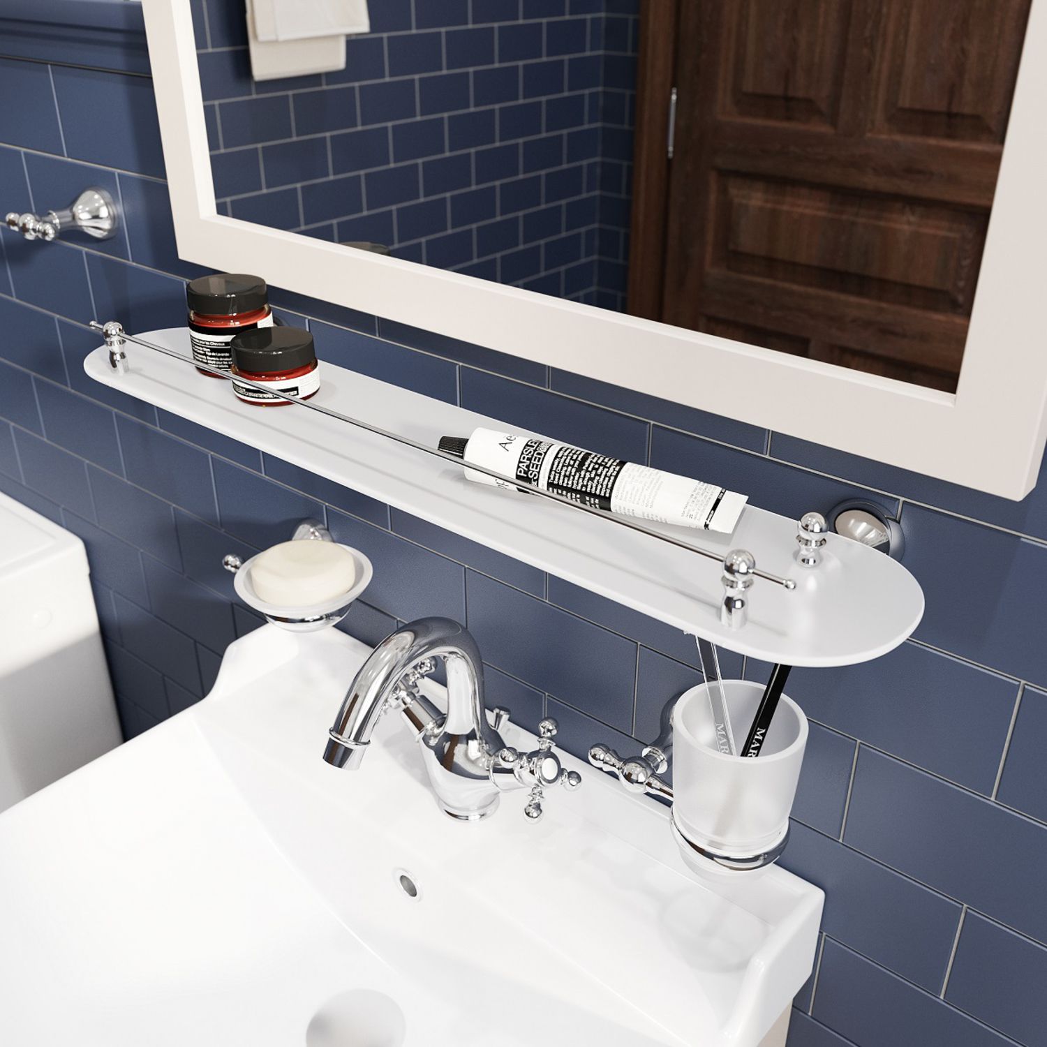 Полка, матовое стекло, сплав металлов, Iddis Retro, RETSSG0i44