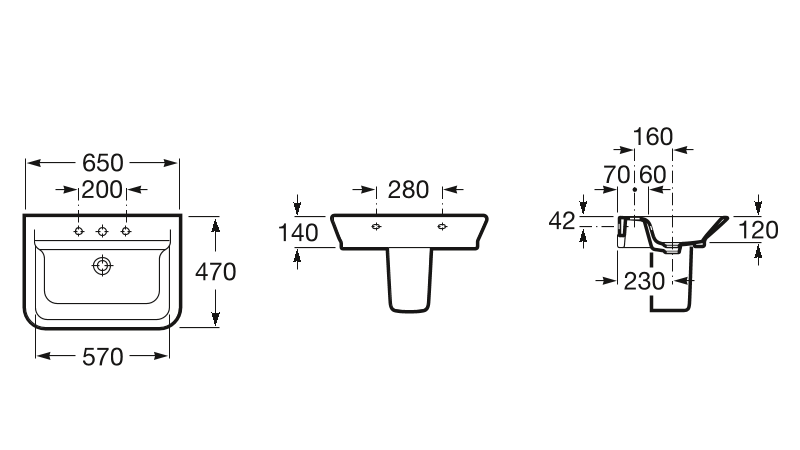 Умывальник Roca The Gap 65, A327473000