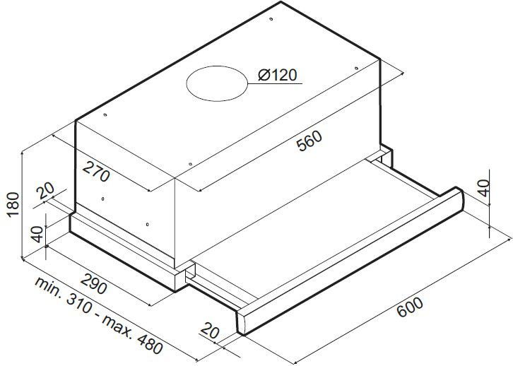 Кухонная вытяжка Maunfeld VS Slide 60 металлик/белое стекло