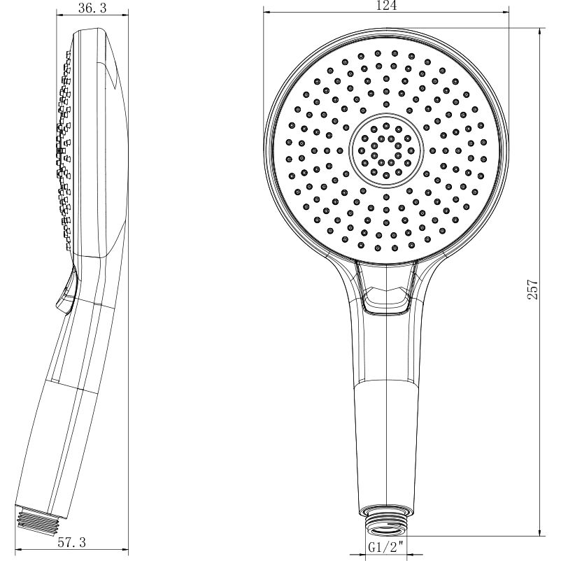 Лейка душевая круглая 3-функциональная 124х257 мм Lemark, LM8117C