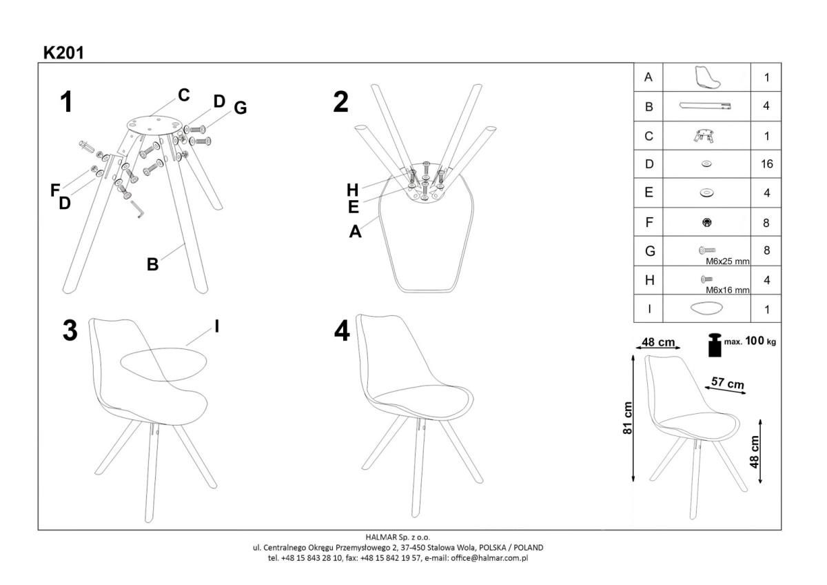 Стул кухонный Halmar K202 серый, V-CH-K/202-KR-POPIEL