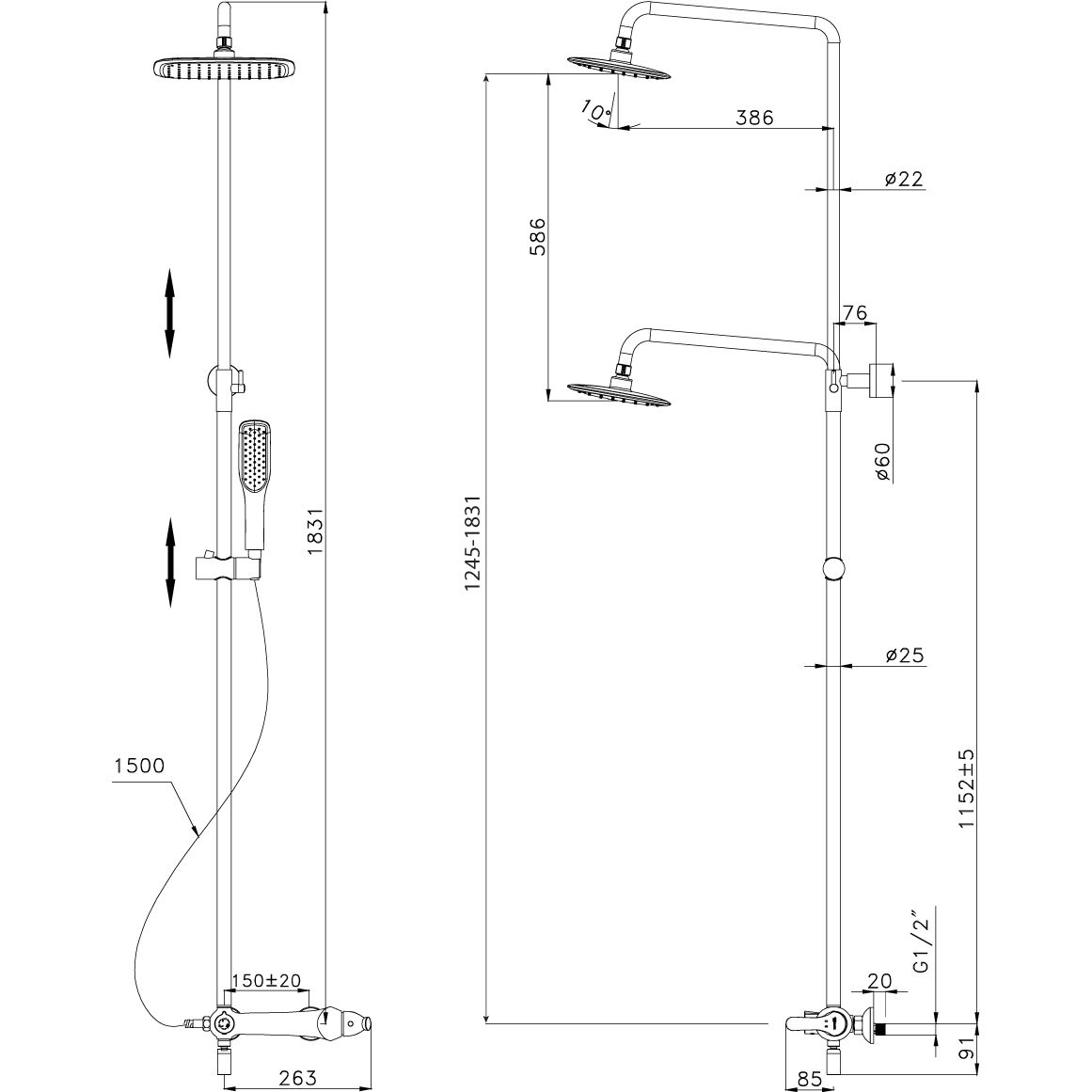 Смеситель для ванны с верхней душ.лейкой с поворотным изливом черн Lemark Swan, LM5462BG