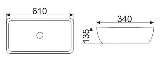 Раковина для ванной Ceramalux 61x34, 9217