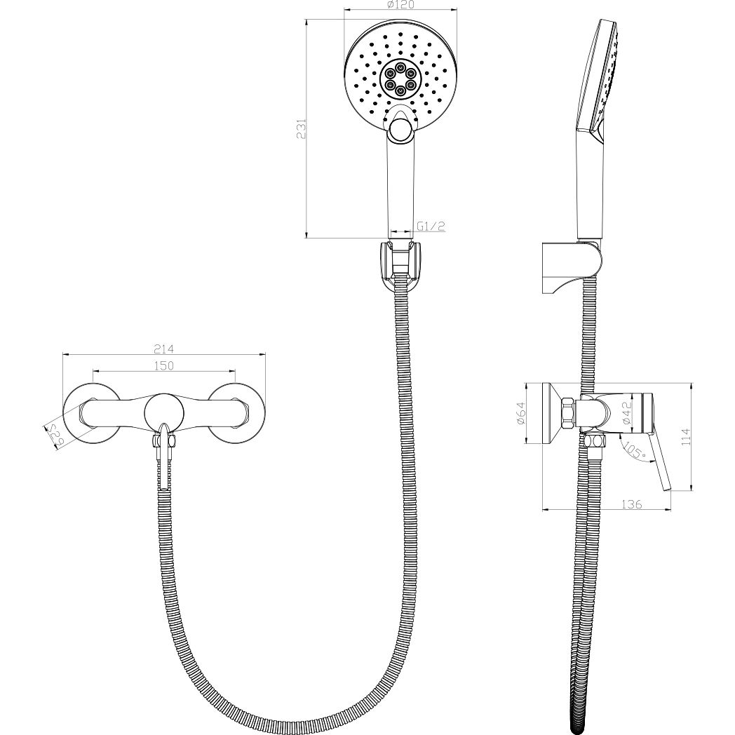 Смеситель для душа Lemark Minima, LM3803C