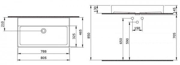 Умывальник накладной Bocchi Milano 80x46, 1377-001-0125