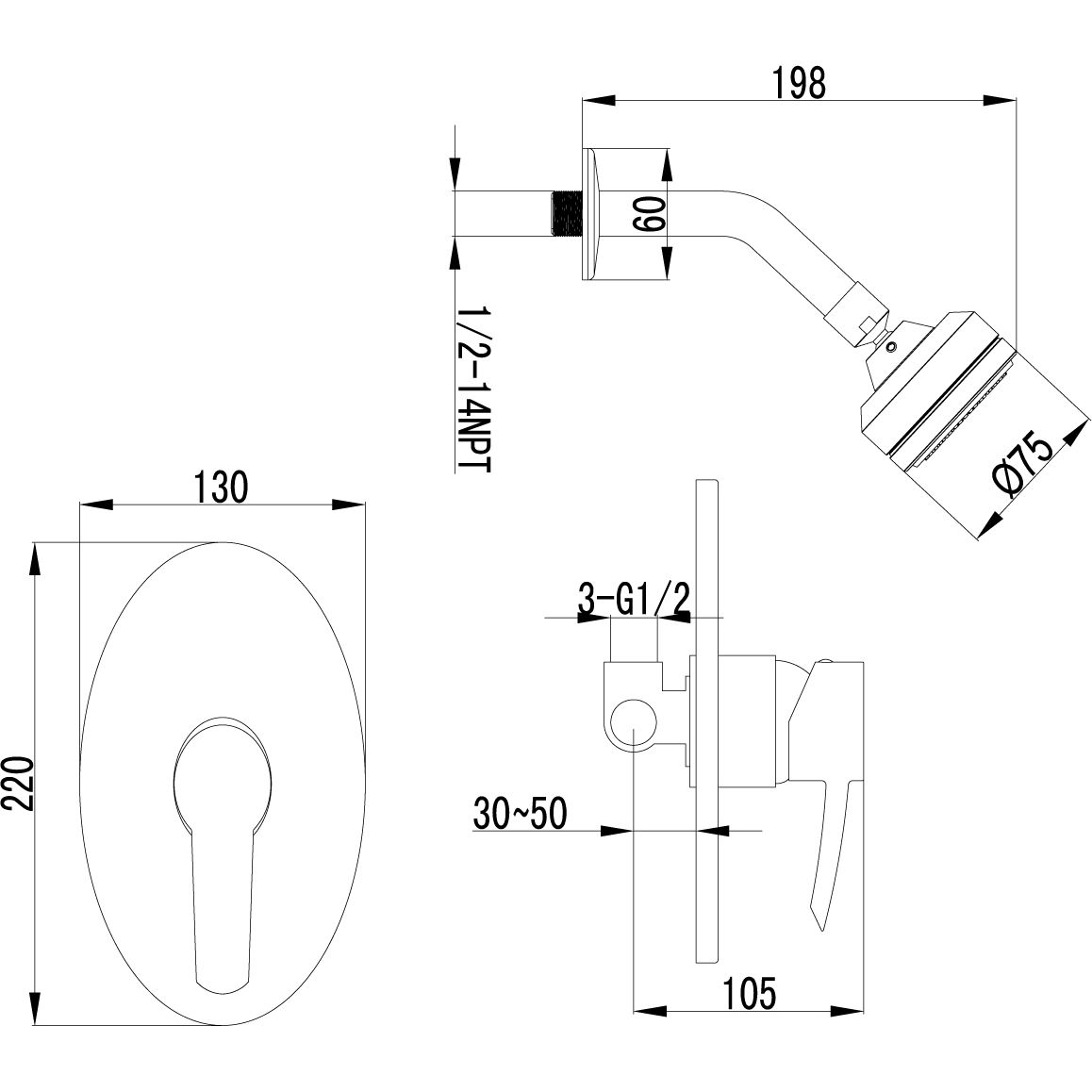 Смеситель для душа встраиваемый Lemark Atlantiss, LM3220C