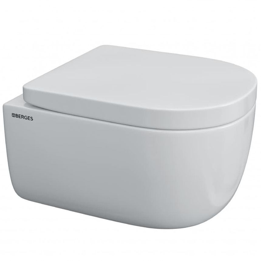 Комплект Berges Novum, кнопка L5 Soft Touch черная, унитаз Ego Rimless, сиденье Toma, 043232
