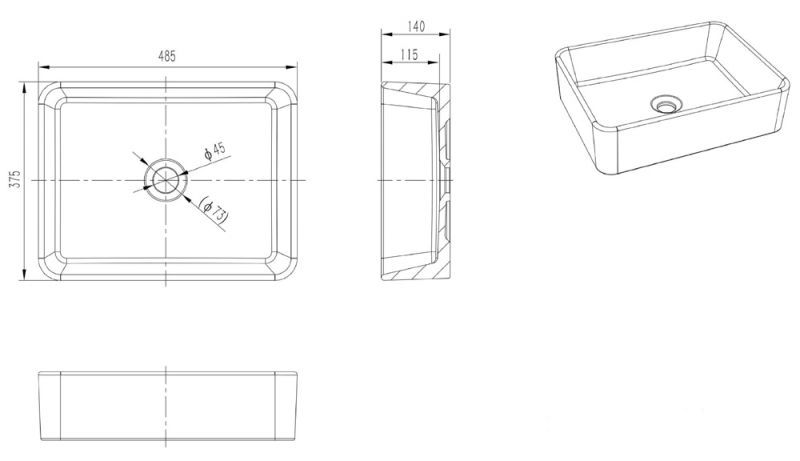 Накладной умывальник Bravat 48.5x37.5, C22328W