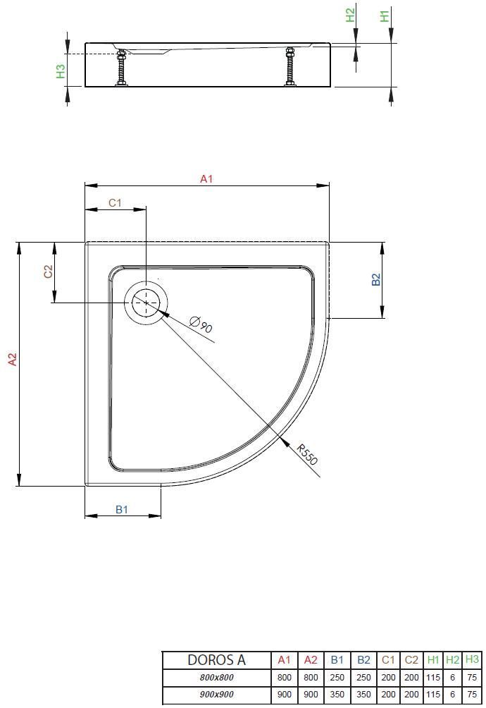 Душевой поддон Radaway Doros A Compact Stone Anthracite