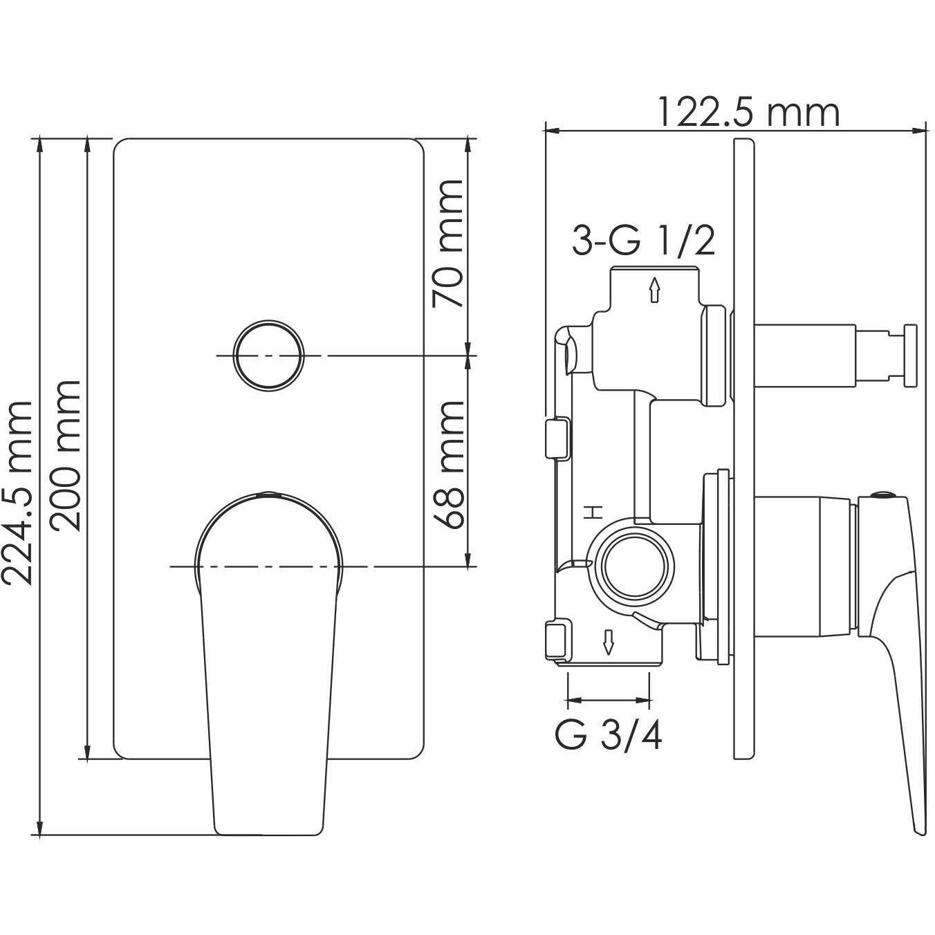 Смеситель для ванны и душа WasserKRAFT Wiese, 8461