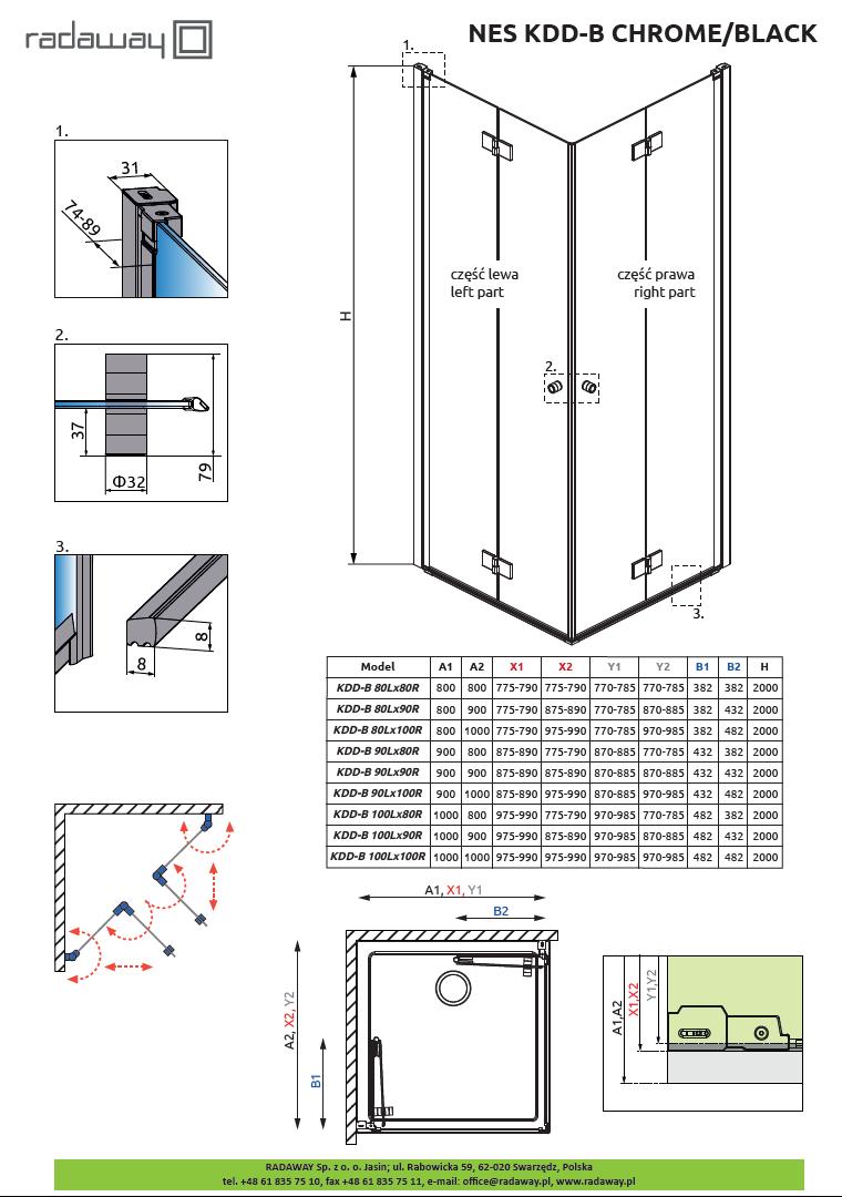 Душевая кабина Radaway Nes Black KDD B
