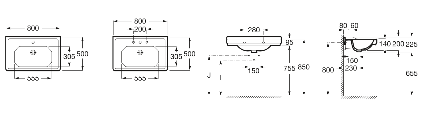 Умывальник Roca Carmen 80, A3270A0000