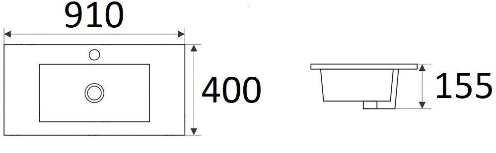 Раковина для ванной Ceramalux 90x39.5, 9393-90