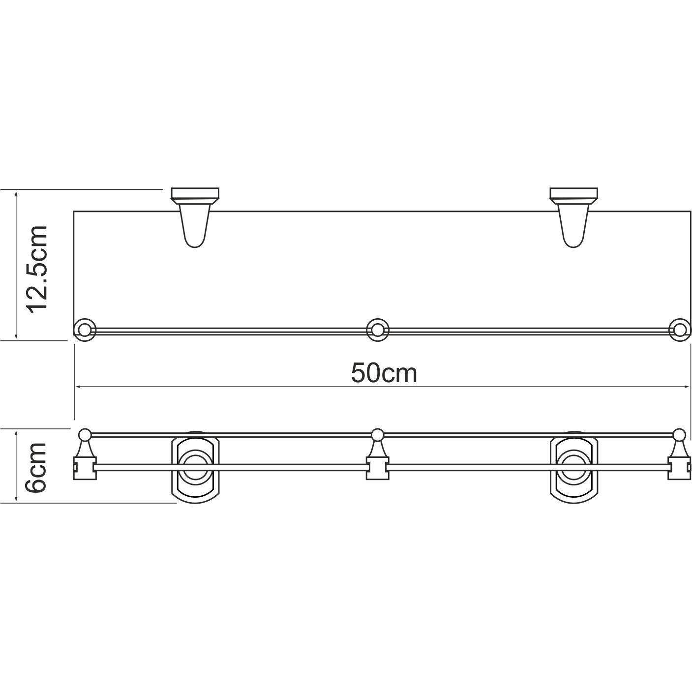 Полка стеклянная с бортиком WasserKRAFT Oder, K-3044