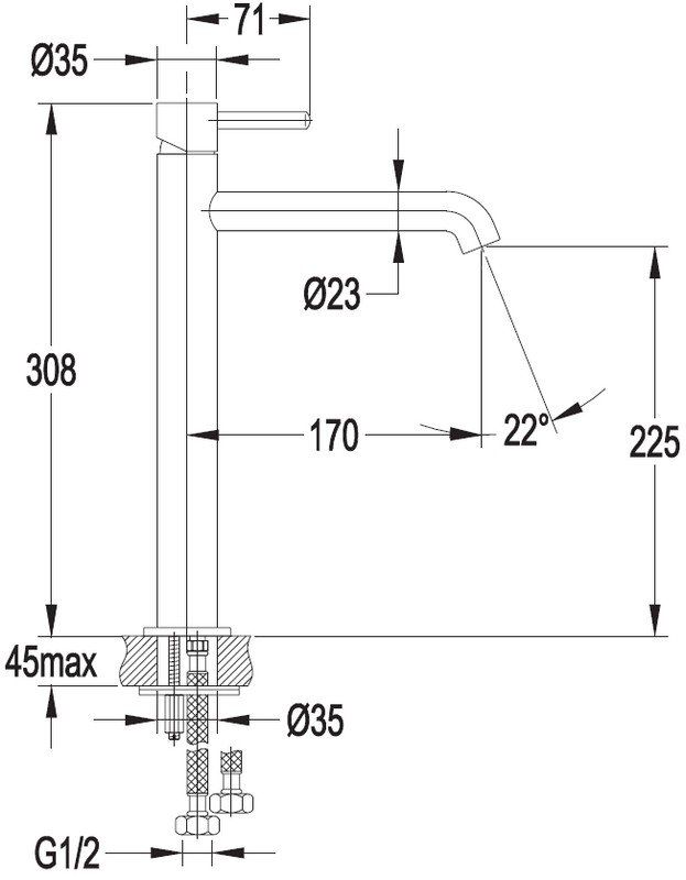 Смеситель для умывальника высокий Omnires Y, Y1212CR
