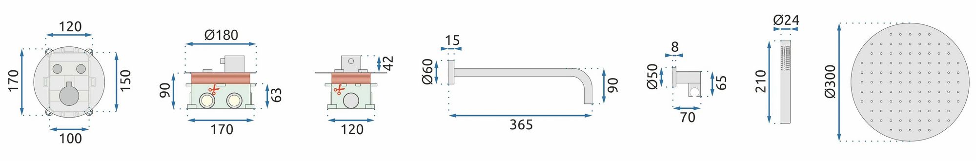 Комплект Rea Lungo Miler Termostat Chrome, REA-P6715